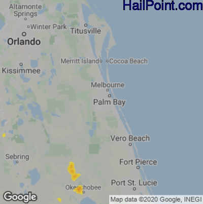 Hail Map for Palm Bay, FL Region on May 25, 2023