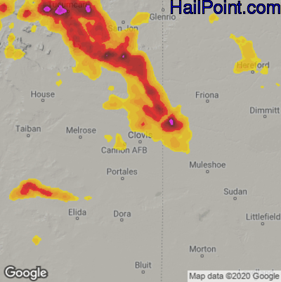 Hail Map for Clovis, NM Region on May 26, 2023