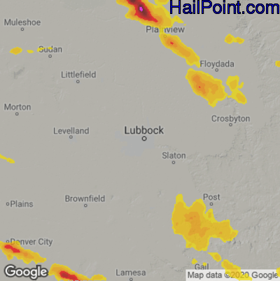 Hail Map for Lubbock, TX Region on May 26, 2023
