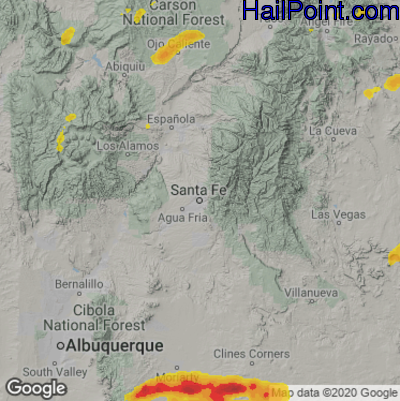 Hail Map for Sante Fe, NM Region on May 26, 2023