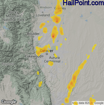 Hail Map for Denver, CO Region on May 26, 2023
