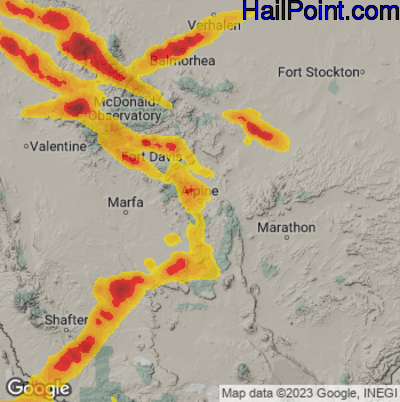 Hail Map for Alpine, TX Region on May 26, 2023 