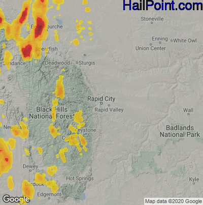 Hail Map for Rapid City, SD Region on May 27, 2023