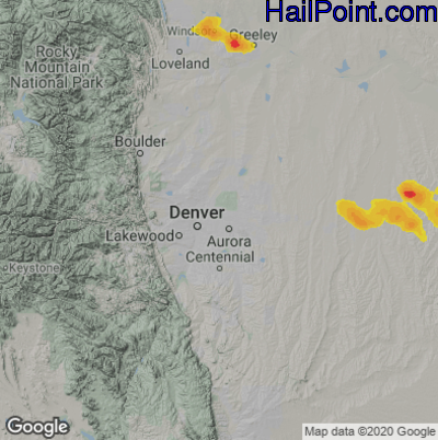 Hail Map for Denver, CO Region on May 28, 2023 