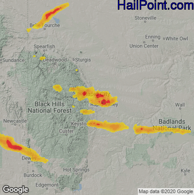 Hail Map for Rapid City, SD Region on May 29, 2023