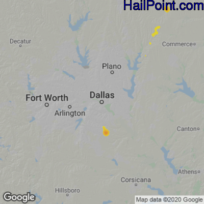 Hail Map for Dallas, TX Region on May 29, 2023