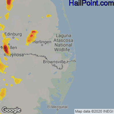 Hail Map for Brownsville, TX Region on May 29, 2023