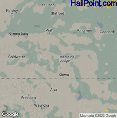Hail Map for Medicine Lodge, KS Region on May 30, 2023