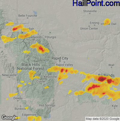 Hail Map for Rapid City, SD Region on May 30, 2023