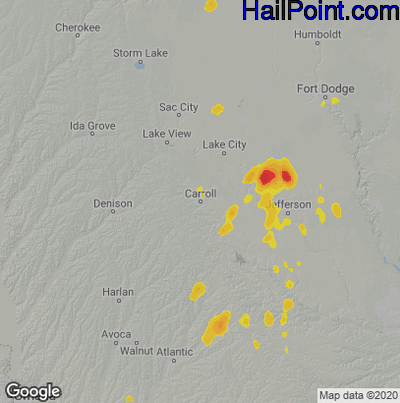 Hail Map for Carroll, IA Region on May 30, 2023