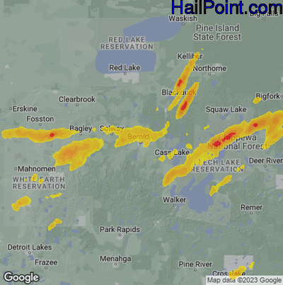 Hail Map for Bemidji, MN Region on May 30, 2023 