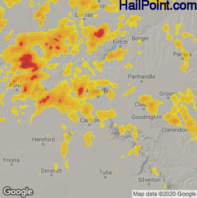 Hail Map for Amarillo, TX Region on May 31, 2023