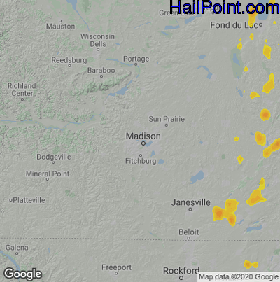 Hail Map for Madison, WI Region on May 31, 2023