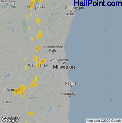 Hail Map for Milwaukee, WI Region on May 31, 2023 
