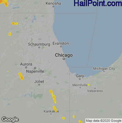 Hail Map for Chicago, IL Region on May 31, 2023