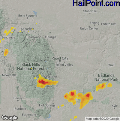 Hail Map for Rapid City, SD Region on May 31, 2023