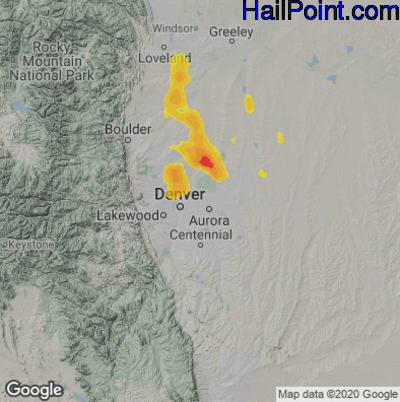 Hail Map for Denver, CO Region on May 31, 2023