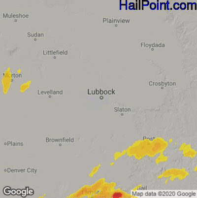 Hail Map for Lubbock, TX Region on June 1, 2023 
