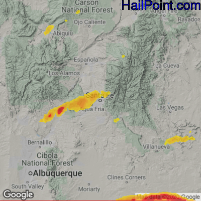 Hail Map for Sante Fe, NM Region on June 1, 2023