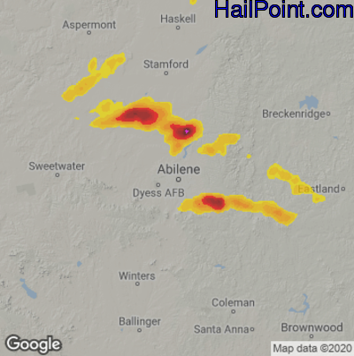 Hail Map for Abilene, TX Region on June 1, 2023 