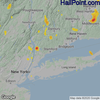 Hail Map for Stamford, CT Region on June 2, 2023 