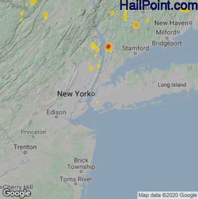 Hail Map for New York, NY Region on June 2, 2023