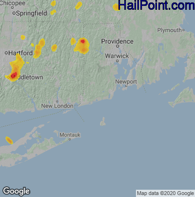 Hail Map for Charlestown, RI Region on June 2, 2023