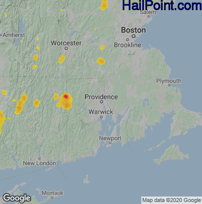 Hail Map for Providence, RI Region on June 2, 2023 