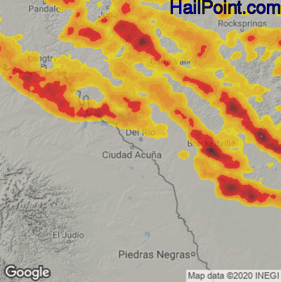 Hail Map for Del Rio, TX Region on June 3, 2023