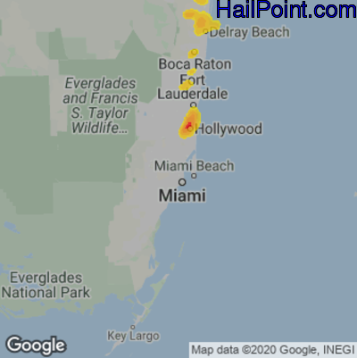 Hail Map for Miami, FL Region on June 3, 2023