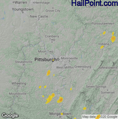 Hail Map for Pittsburgh, PA Region on June 3, 2023