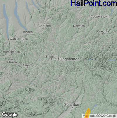 Hail Map for Binghamton, NY Region on June 3, 2023 