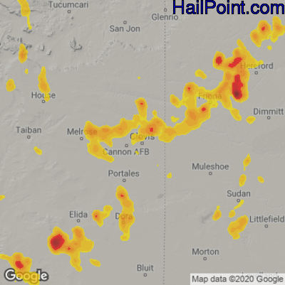 Hail Map for Clovis, NM Region on June 3, 2023