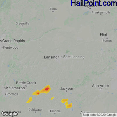 Hail Map for Lansing, MI Region on June 3, 2023