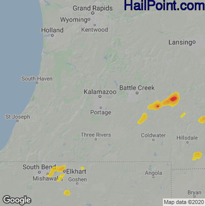 Hail Map for Kalamazoo, MI Region on June 3, 2023