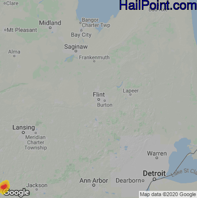 Hail Map for Flint, MI Region on June 3, 2023 