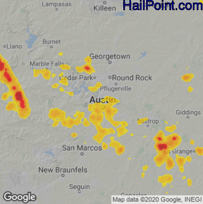 Hail Map for Austin, TX Region on June 3, 2023 