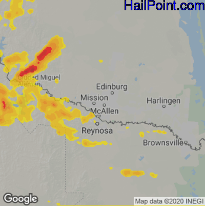 Hail Map for McAllen, TX Region on June 4, 2023 