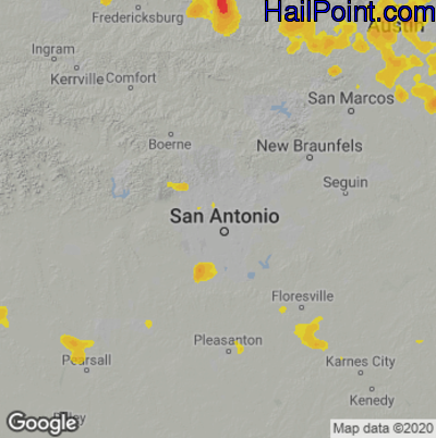 Hail Map for San Antonio, TX Region on June 4, 2023