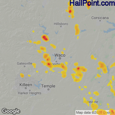 Hail Map for Waco, TX Region on June 4, 2023 