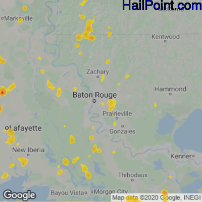 Hail Map for Baton Rouge, LA Region on June 4, 2023
