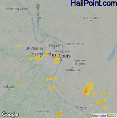 Hail Map for St. Louis, MO Region on June 4, 2023 
