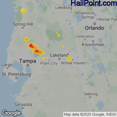 Hail Map for Lakeland, FL Region on June 4, 2023