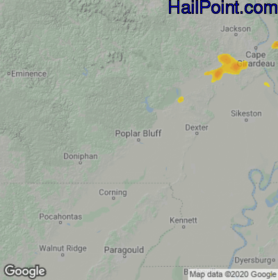 Hail Map for Poplar Bluff, MO Region on June 4, 2023