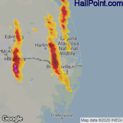 Hail Map for Brownsville, TX Region on June 4, 2023