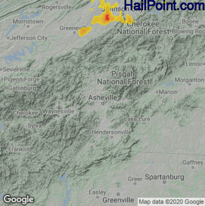 Hail Map for Asheville, NC Region on June 4, 2023 