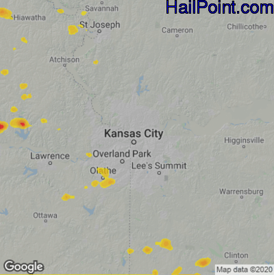 Hail Map for Kansas City, MO Region on June 5, 2023 