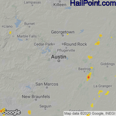 Hail Map for Austin, TX Region on June 5, 2023