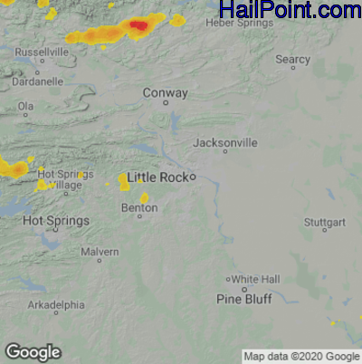 Hail Map for Little Rock, AR Region on June 5, 2023 