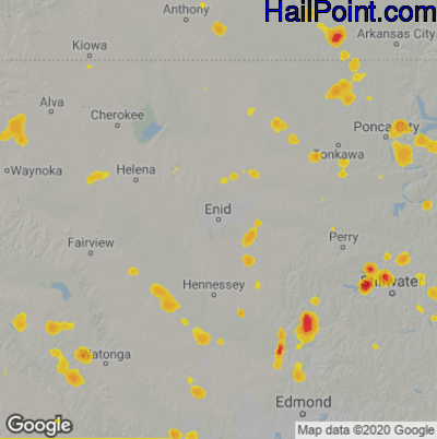 Hail Map for Enid, OK Region on June 6, 2023 